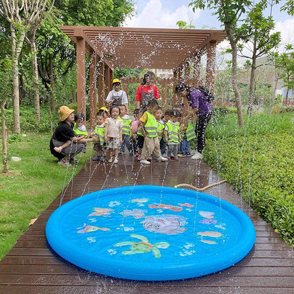 Inflatable Spray Pool Toy Kids Splash Sprinkler Water Play Pad Mat Dolphins