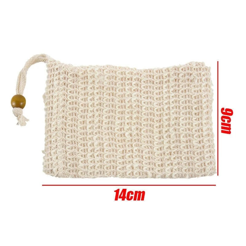 2PCS Flax Foaming Net Soap Saver Bag Pouch Drawstring Soap Exfoliating Bags