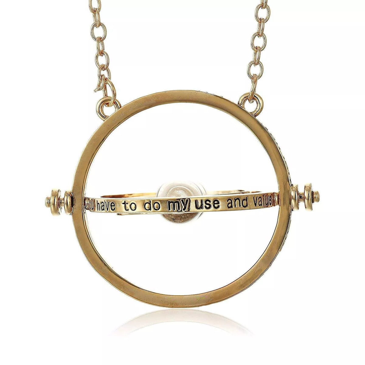 Gold Tone Hourglass Necklace Harry Potter Hermione Granger Pendant Time Turner