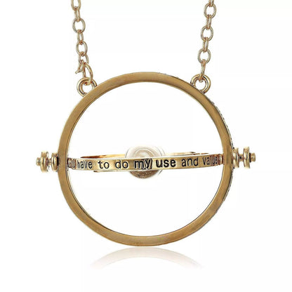 Gold Tone Hourglass Necklace Harry Potter Hermione Granger Pendant Time Turner