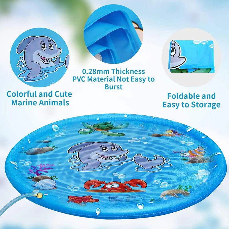 Inflatable Spray Pool Toy Kids Splash Sprinkler Water Play Pad Mat Dolphins