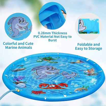 Inflatable Spray Pool Toy Kids Splash Sprinkler Water Play Pad Mat Dolphins