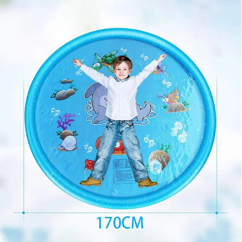 Inflatable Spray Pool Toy Kids Splash Sprinkler Water Play Pad Mat Dolphins