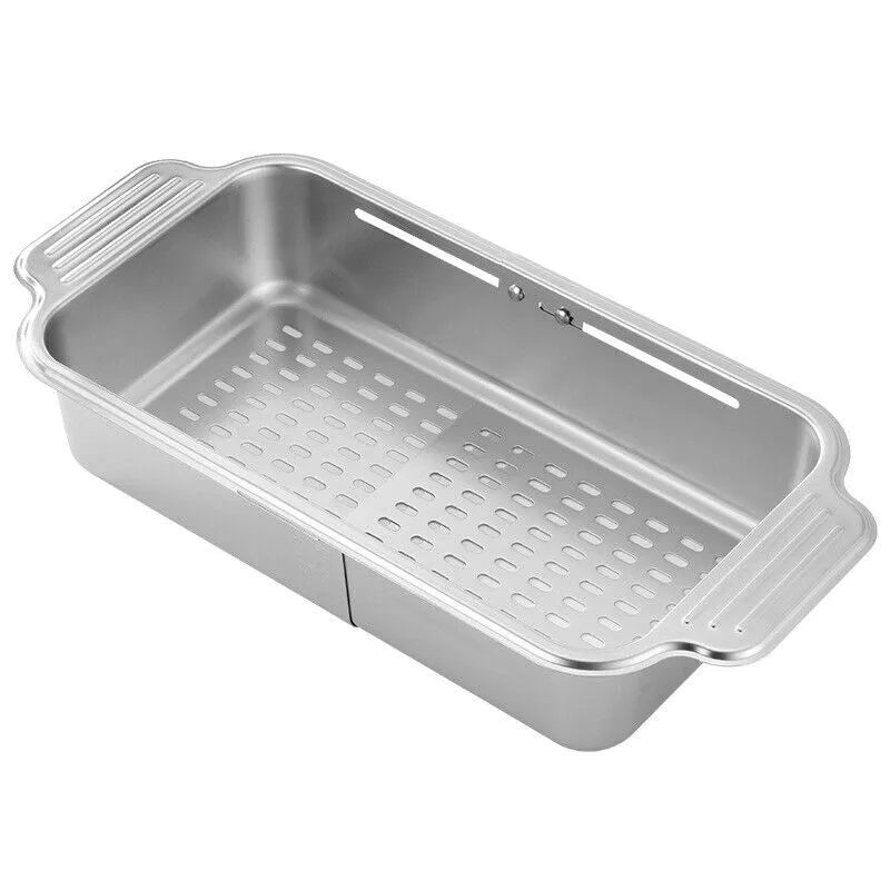 Kitchen Storage Rack Adjustable 304Stainless Steel Retractable Sink Drain Basket