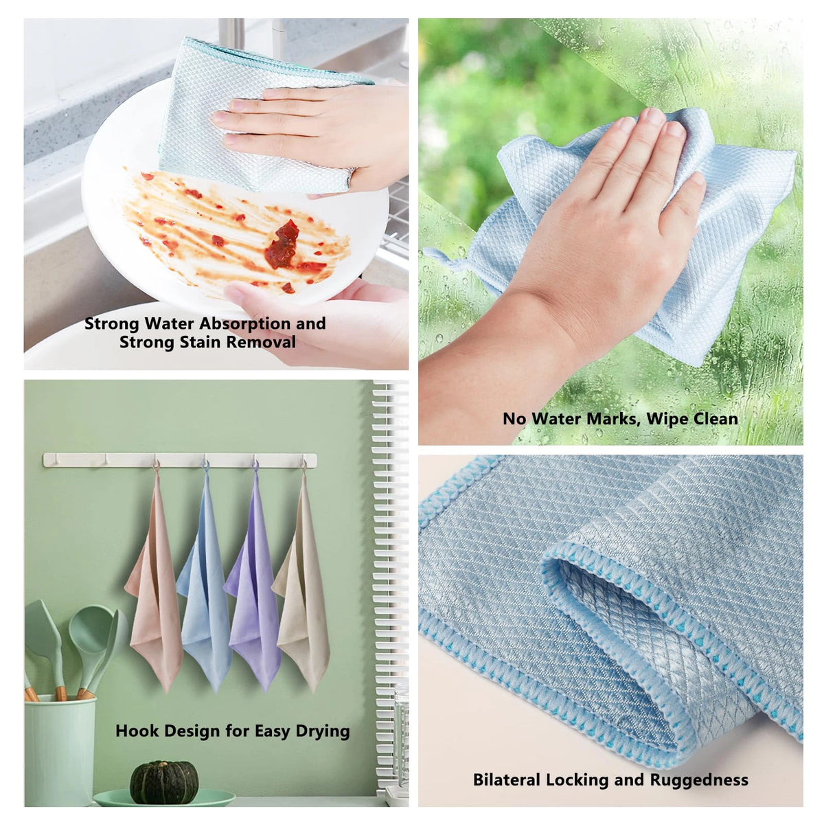 5pcs Magic Rag Assorted Nano Scale Streak-Free Glass Cleaning Cloth Large