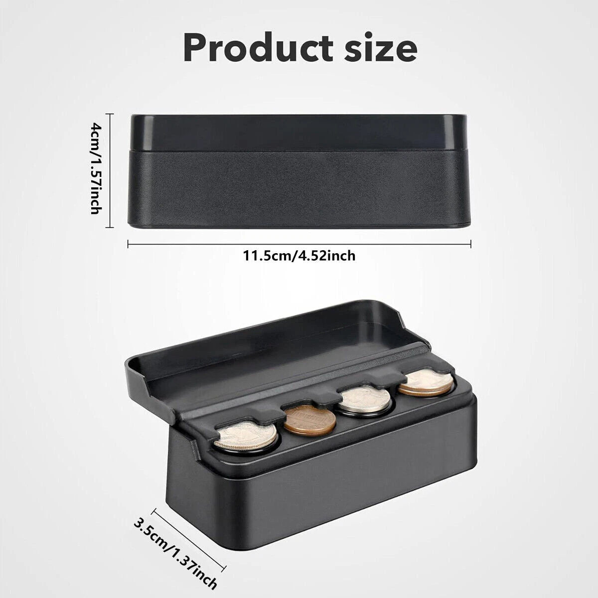 2X Portable Mini Change Storage Box Car Interior Coin Holder Organizer
