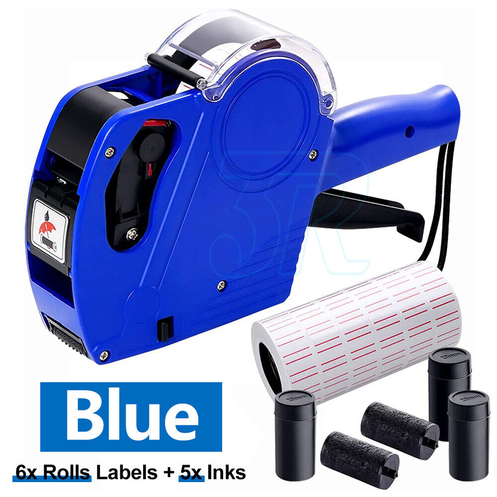 Pricing Machine Kit Price Tag Gun Labeller 6 Rolls Labels 5 Inks Roller