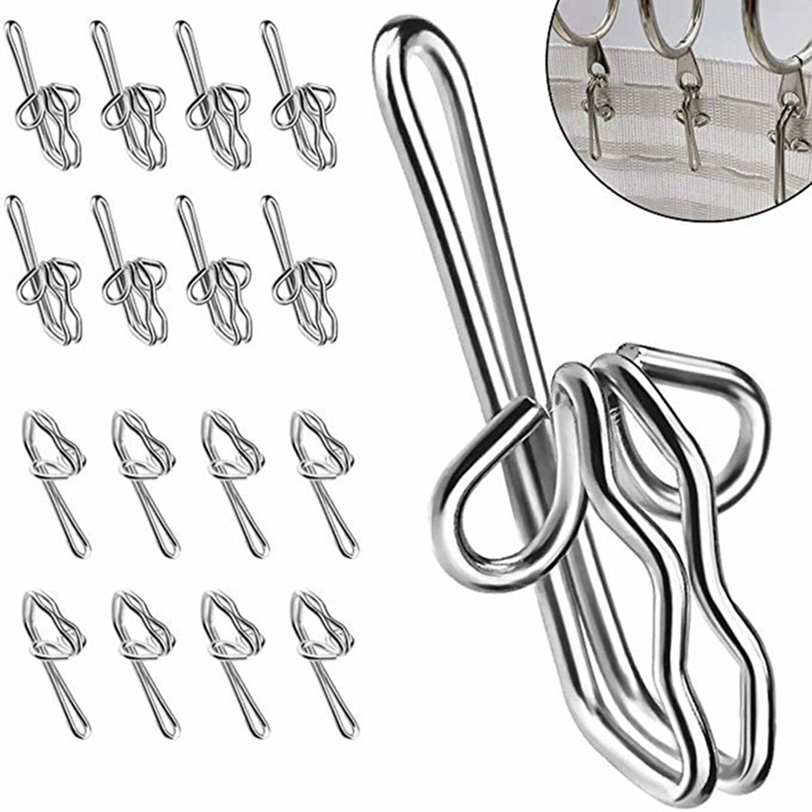 Pencil Pleat Gather Hooks Small Metal Curtain Gathering Hook 28mm 60PCS