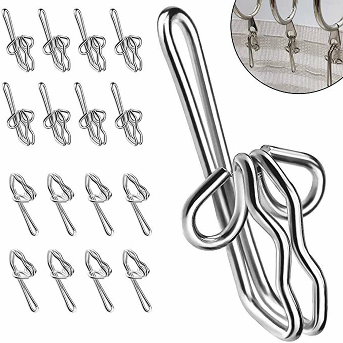 Pencil Pleat Gather Hooks Small Metal Curtain Gathering Hook 28mm 60PCS