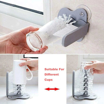 Glass Cup Brush Suction Cup Sink Water Bottle Cleaning Brush Kitchen Tool