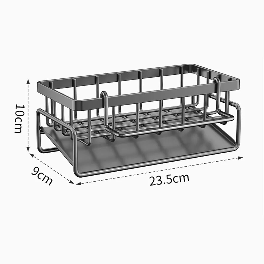 Sponge Soap Brush Steel Holder Kitchen Sink Drain Caddy Rack Storage Organizer