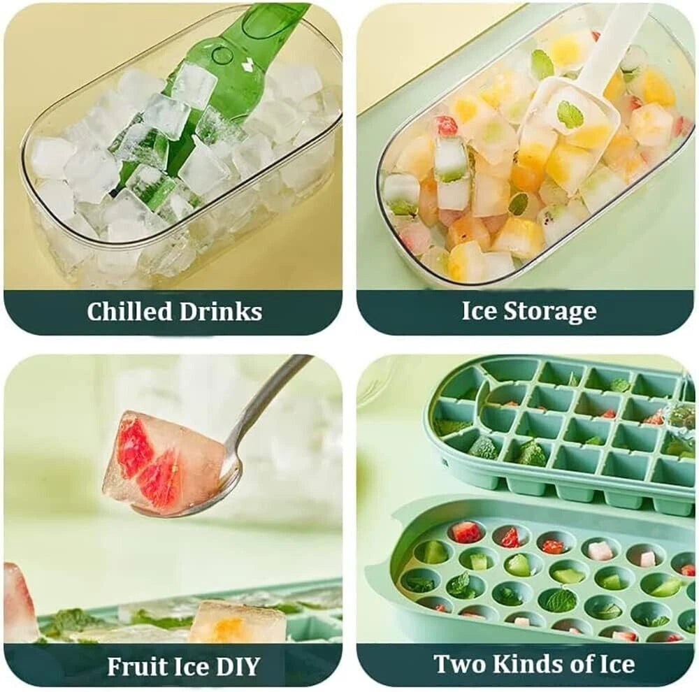 54 Grids Ice Cube Tray Scoop Set 4 in 1 Ice Cube Mould Storage Box Lid