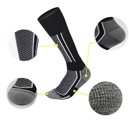 Thick Winter Sports Socks Men Long Warm Breathable Ski Socks Grey Black