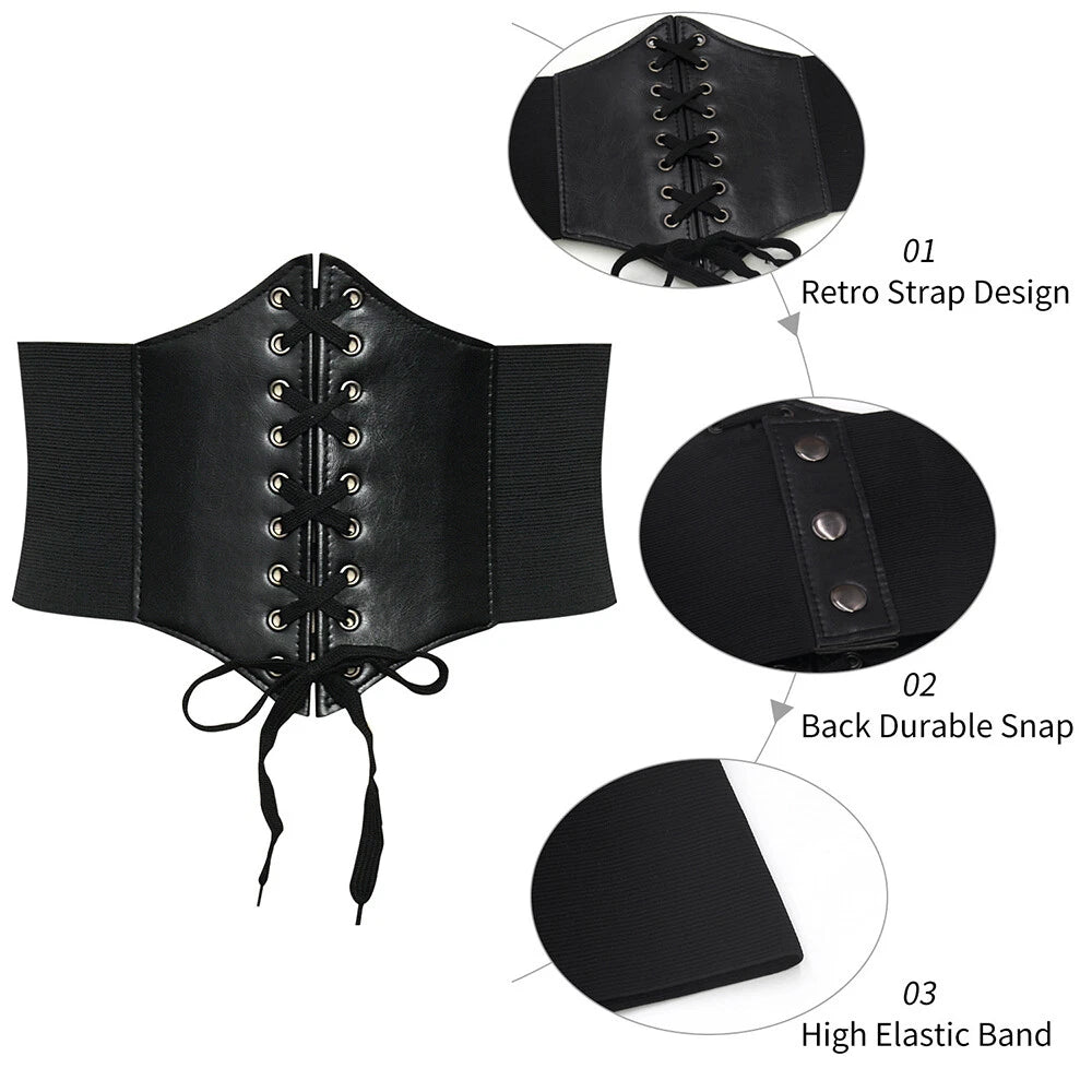 Wide Underbust Waistband Corset Belt Women Body Shaper Buckle Waist Belt