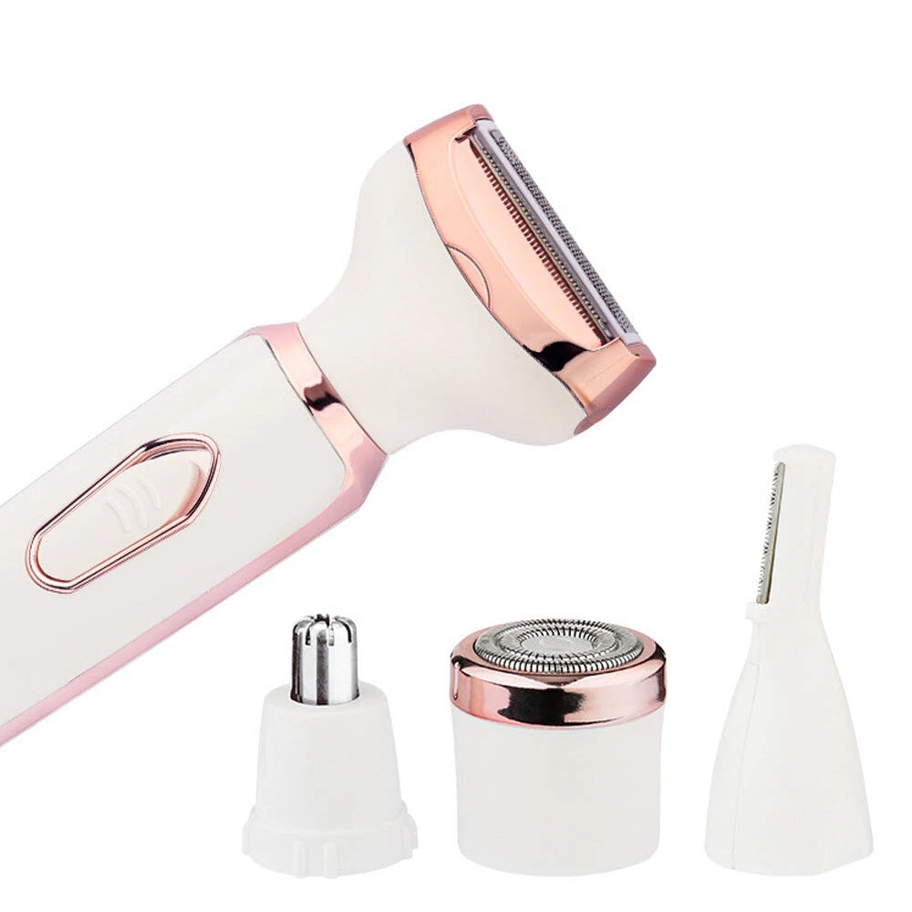 Rechargeable Painless Razor Bikini Trimmer 4 in 1 Cordless Electric White Shaver