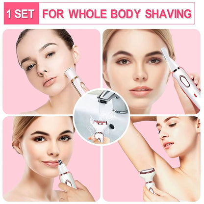Rechargeable Painless Razor Bikini Trimmer 4 in 1 Cordless Electric White Shaver