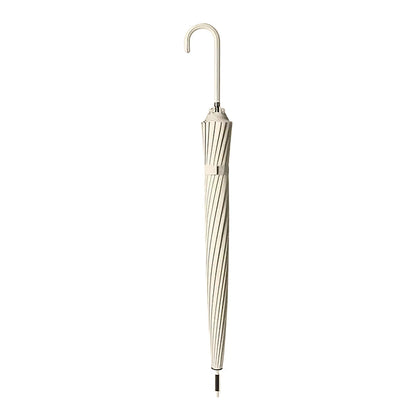 Long Handle Rain Sun Umbrella Large 16 Bone Automatic Dual Use Unisex Beige