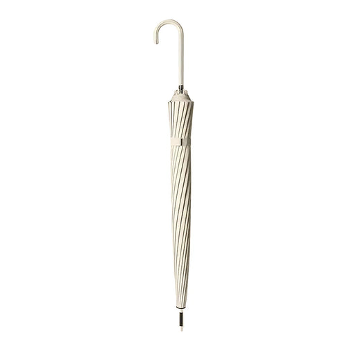 Long Handle Rain Sun Umbrella Large 16 Bone Automatic Dual Use Unisex Beige