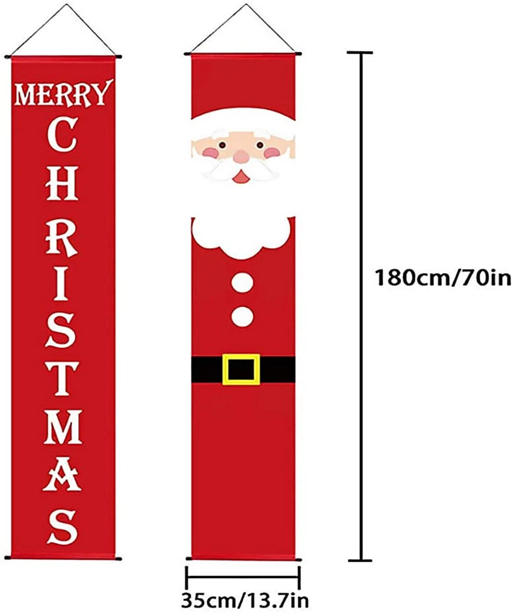 Xmas Door Banner Wall Hanging Decoration Christmas Porch Sign Oxford Cloth