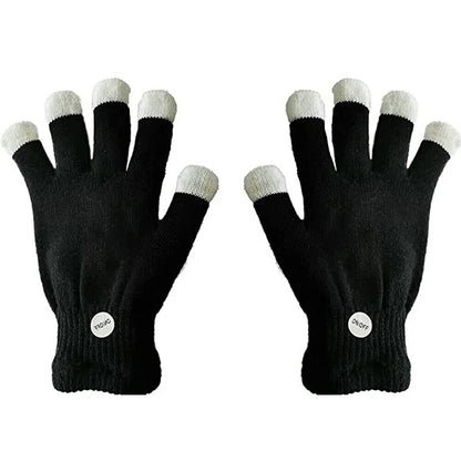 1 Pair Rave Party Glow Games Night Mode Glove Rainbow Flow LED Light Black Glove