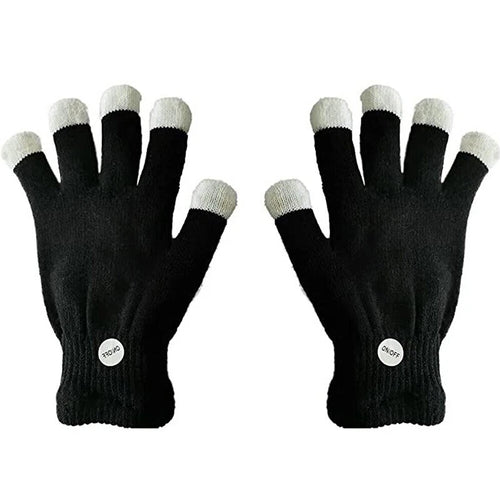 1 Pair Rave Party Glow Games Night Mode Glove Rainbow Flow LED Light Black Glove