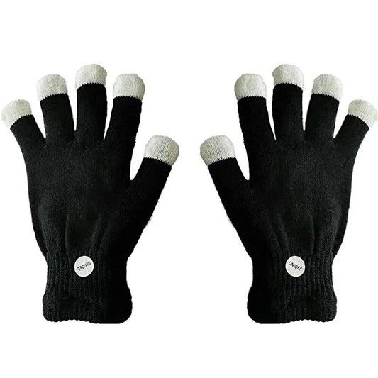 1 Pair Rave Party Glow Games Night Mode Glove Rainbow Flow LED Light Black Glove