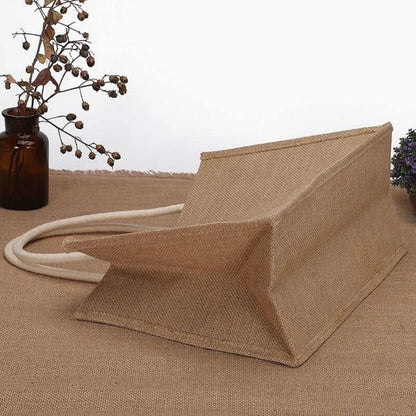 Blank Jute Beach Shopping Handbag Burlap Tote Bag Gift Handle Bags Large