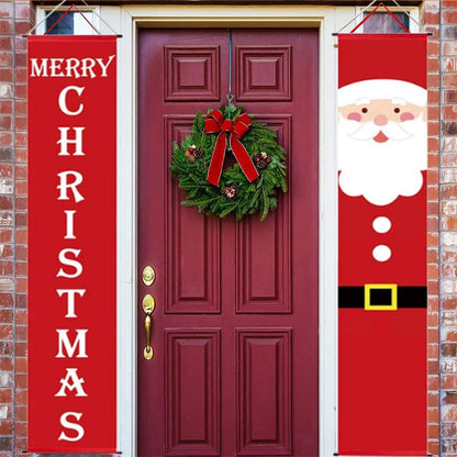 Xmas Door Banner Wall Hanging Decoration Christmas Porch Sign Oxford Cloth