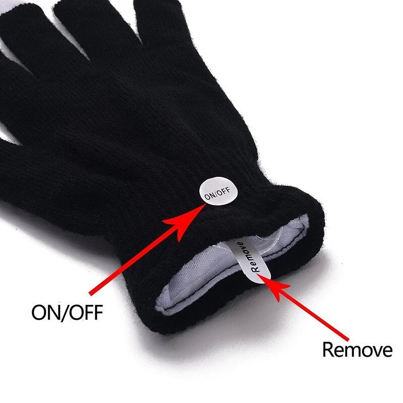 1 Pair Rave Party Glow Games Night Mode Glove Rainbow Flow LED Light Black Glove