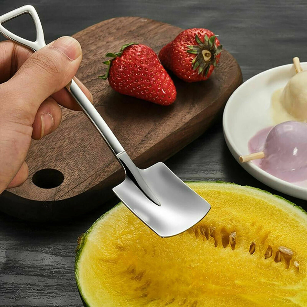 Retro Shovel Spoons Set Stainless Steel Kitchen Portable Cutlery Tools 4pcs
