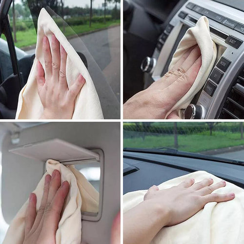 2x Car Cleaning Cloth Washing Absorbent Towel Large Natural Chamois Real Leather