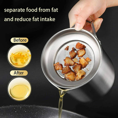 Cooking Soup Grease Strainer Separator 1.8L Stainless Steel Oil Filter Pot