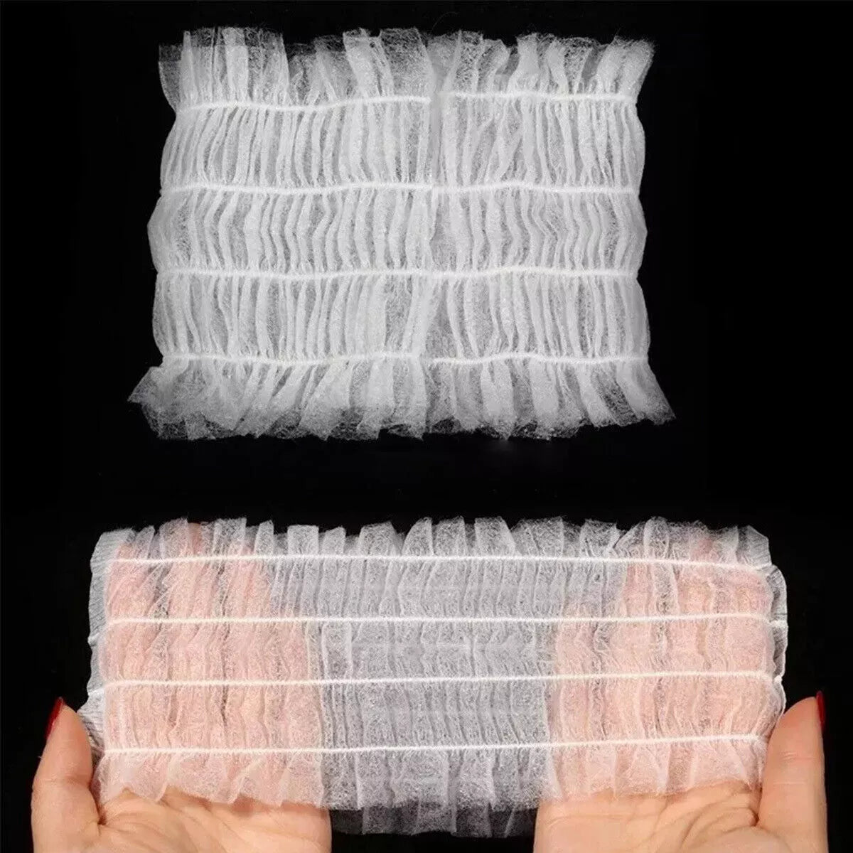 100pcs Salon Care Hair Styling Nets Nonwoven Disposable Hair Bands White