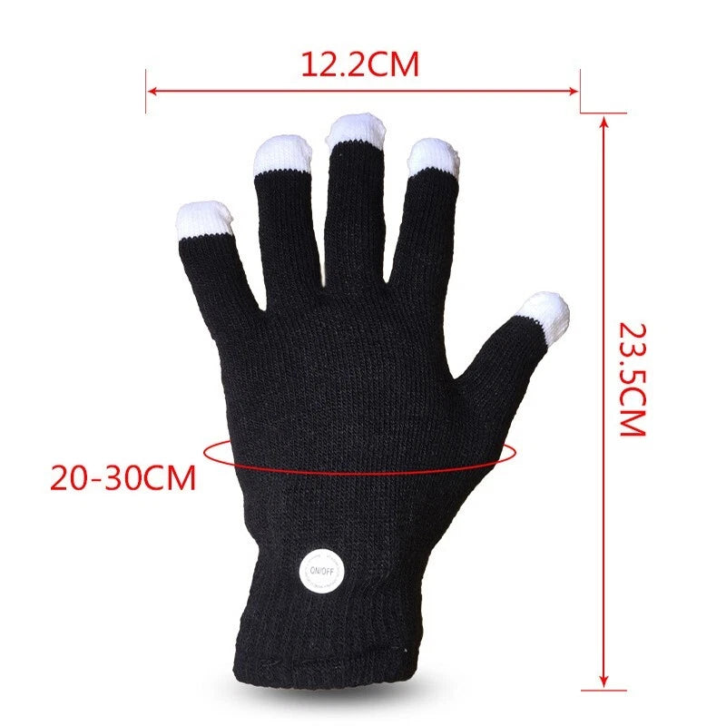 1 Pair Rave Party Glow Games Night Mode Glove Rainbow Flow LED Light Black Glove