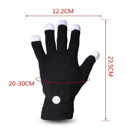 1 Pair Rave Party Glow Games Night Mode Glove Rainbow Flow LED Light Black Glove