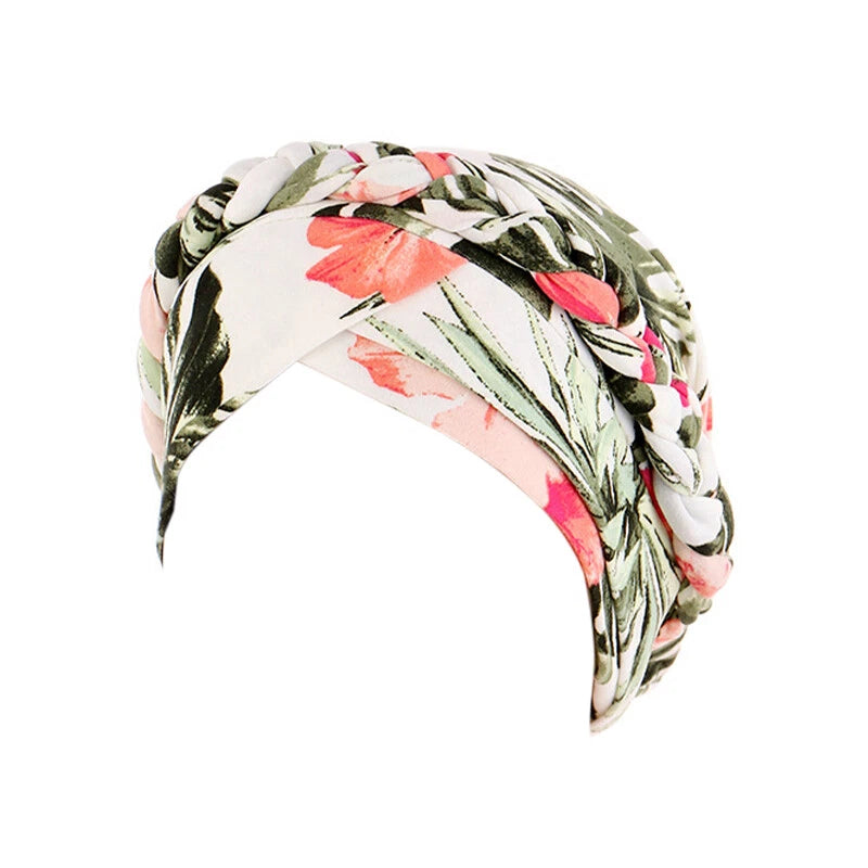 Muslim Hair Scarf Turban Head Wrap Women's Floral Chemo Cap Cancer Hat Beige