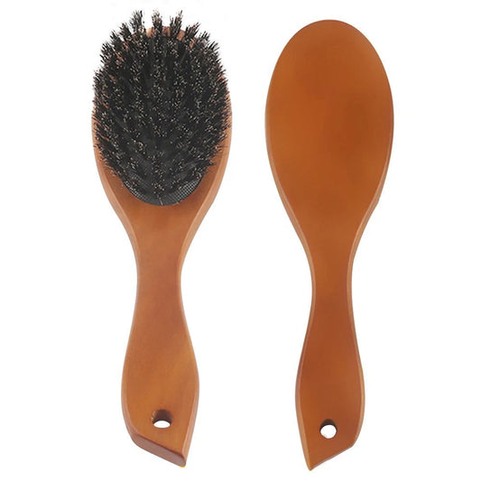 Anti-static Oval Hairdressing Hair Comb Natural Boar Bristle Brush Style Comb