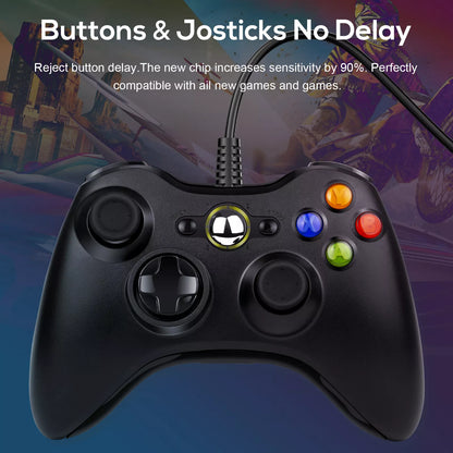 Gamepad XBOX 360 Console Windows PC Game Wired Game Controller Black