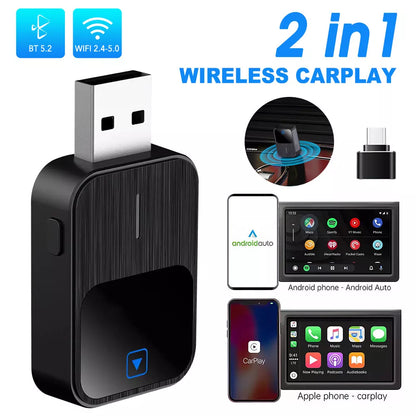 USB Car Dongle Adapter Android Auto Carplay Wired to Wireless Adapter