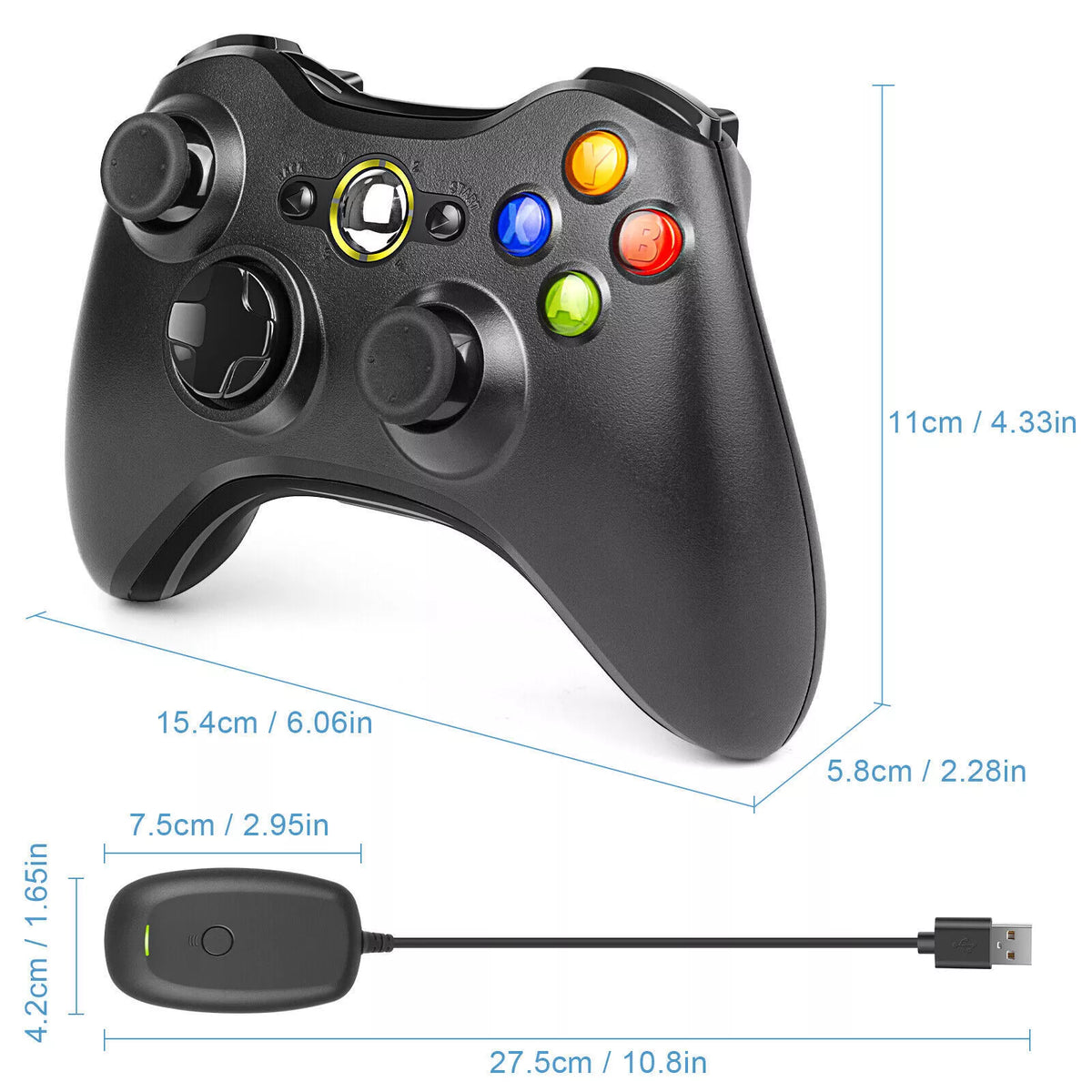 Gamepad XBOX 360 Console Windows PC Game Wired Game Controller Black