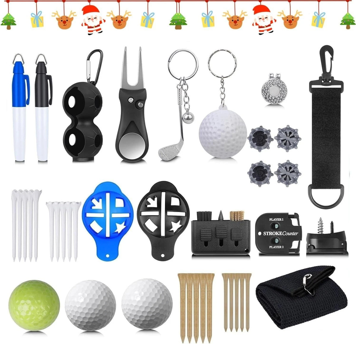 24pcs Accessory Golf Kits Christmas Countdown Calendar Golf Advent Calendar