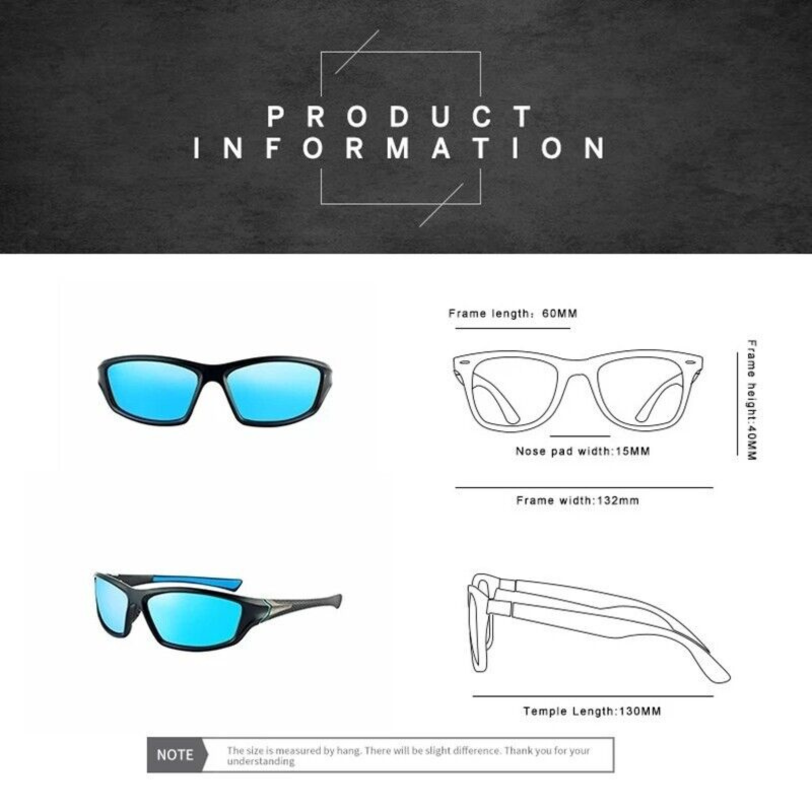 UV400 Polarized Glasses Men Sunglasses Fishing Sports Driving Eyewear Blue