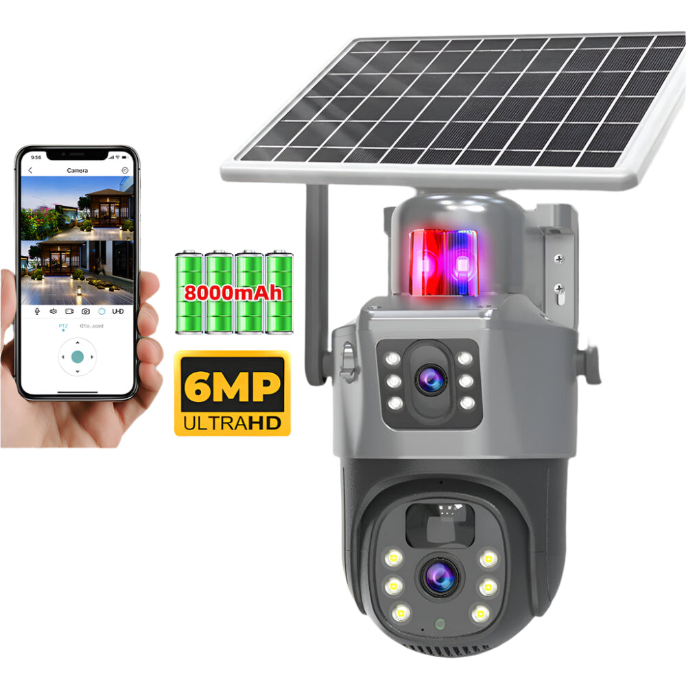 Dual Lens Home Security Camera Wireless Outdoor CCTV 4K WiFi Solar 10X Zoom PTZ