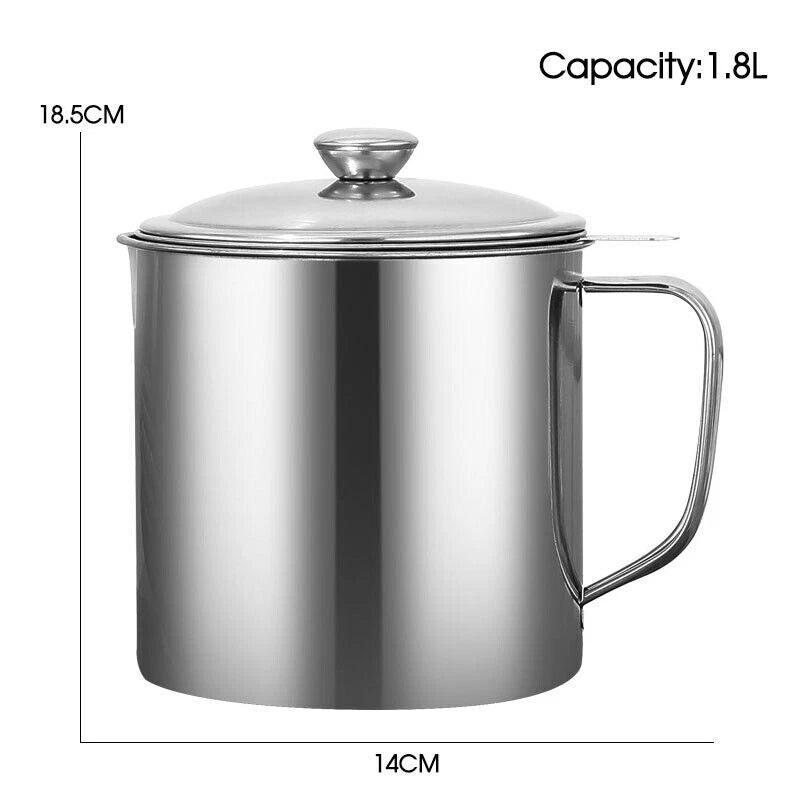 Cooking Soup Grease Strainer Separator 1.8L Stainless Steel Oil Filter Pot