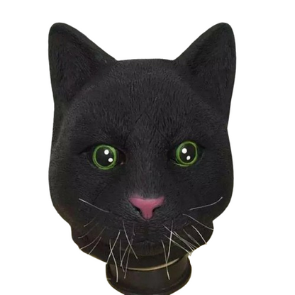 1PC Halloween Costume Creepy Theater Prop Black Cat Head Mask Animal Latex Party