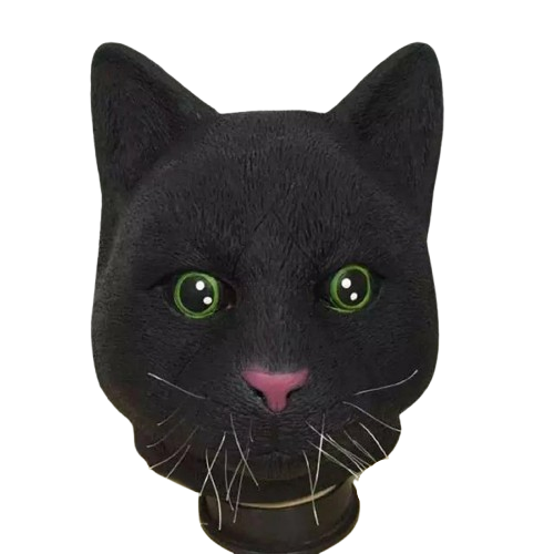 1PC Halloween Costume Creepy Theater Prop Black Cat Head Mask Animal Latex Party