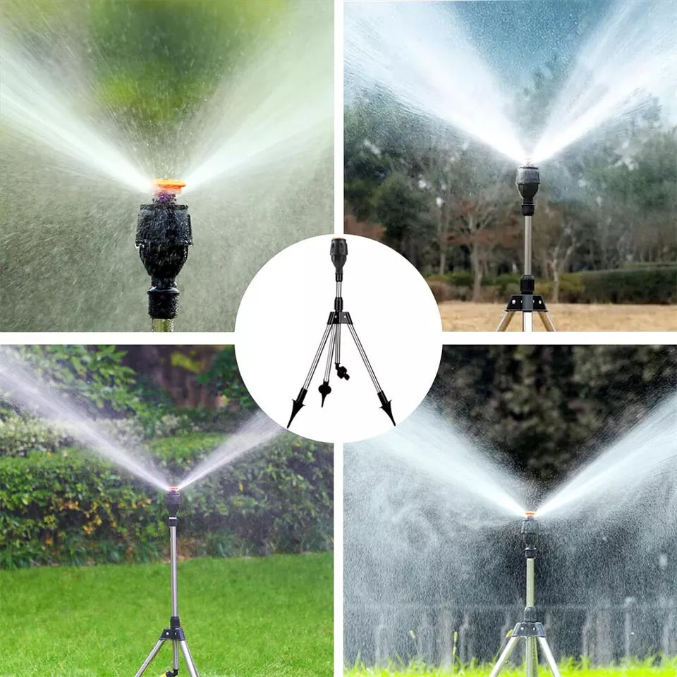 360° Watering Nozzle Automatic Rotating Sprinkler Tripod Garden Irrigation