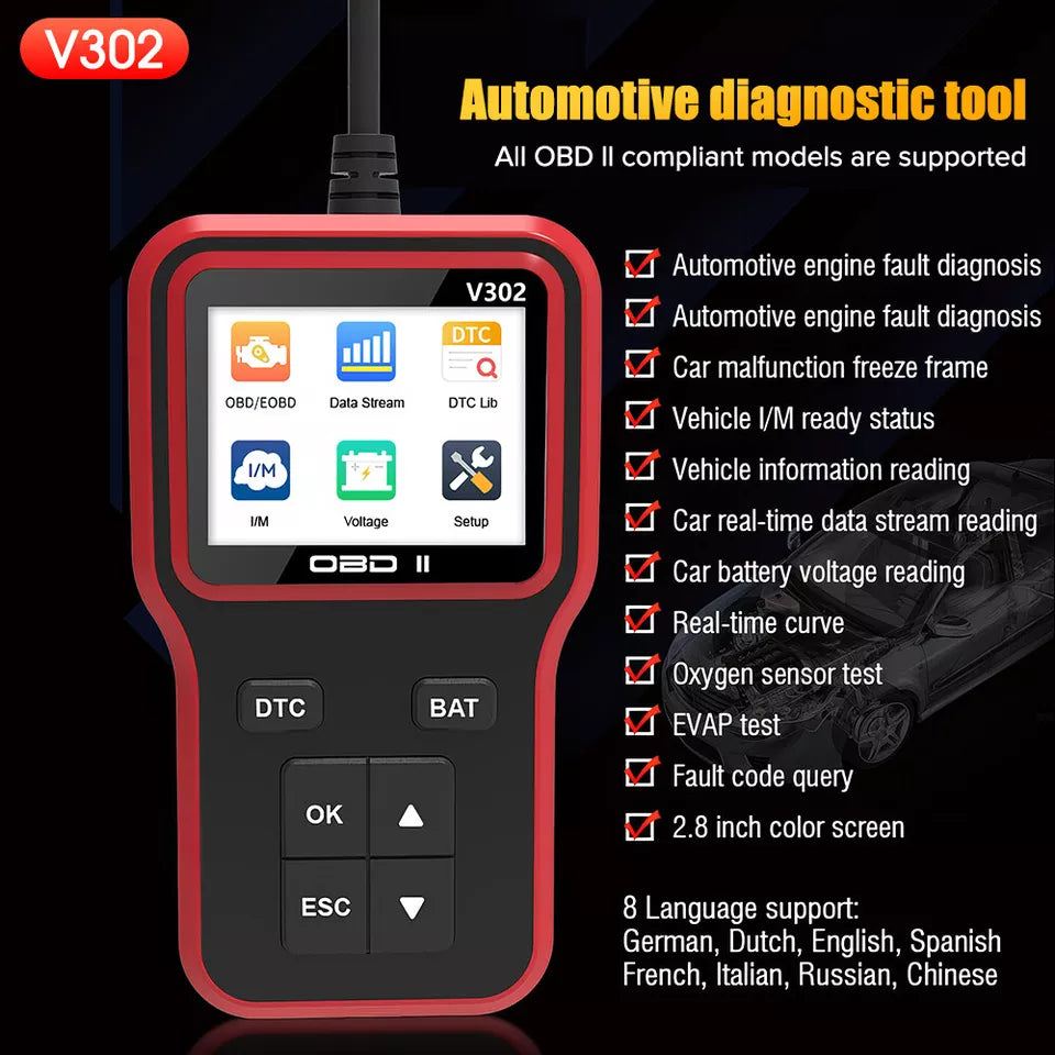 Check Engine Code Reader Car Diagnostic OBD2 Scan Tool Auto Fault Car Scanner
