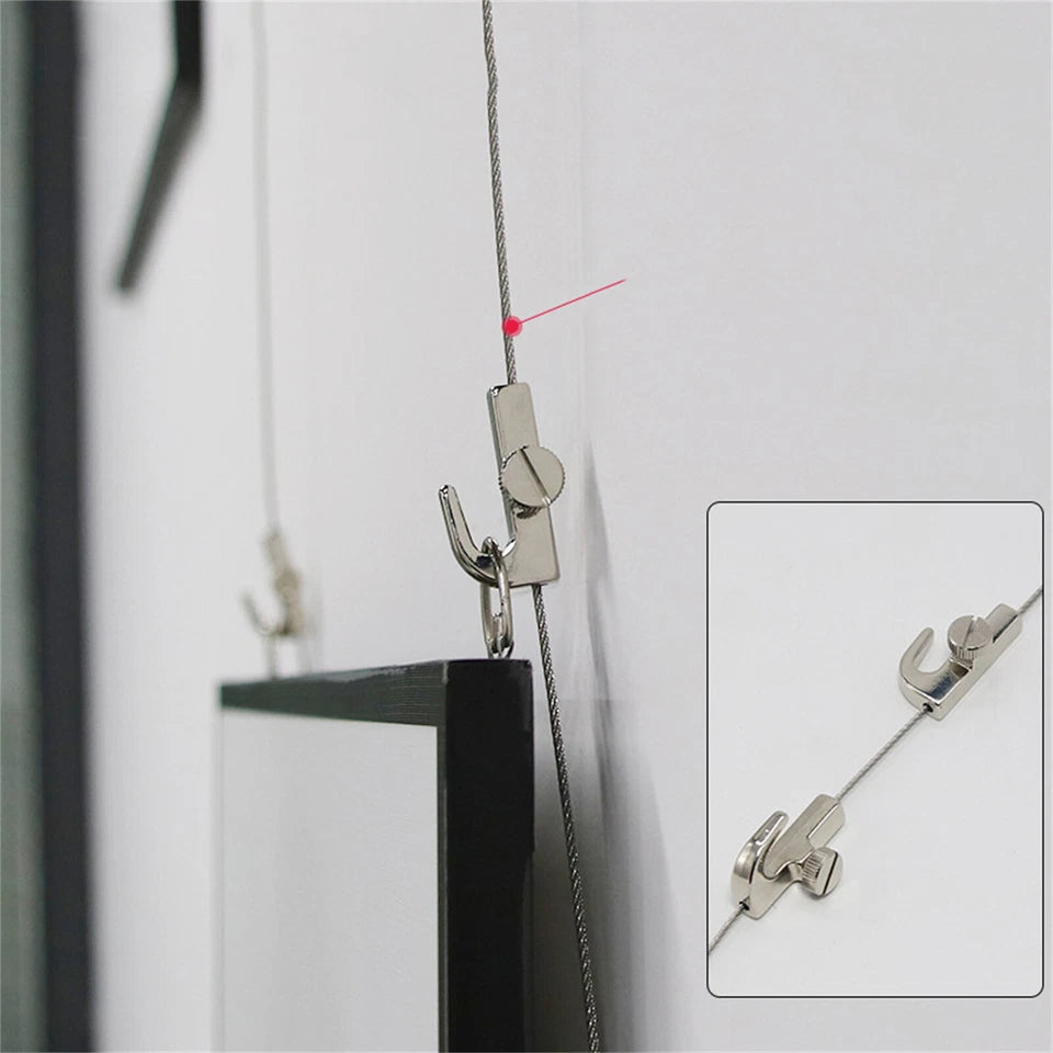 10PCS Adjustable Picture Hooks Perlon Steel Wire Art Hanging System Hangers