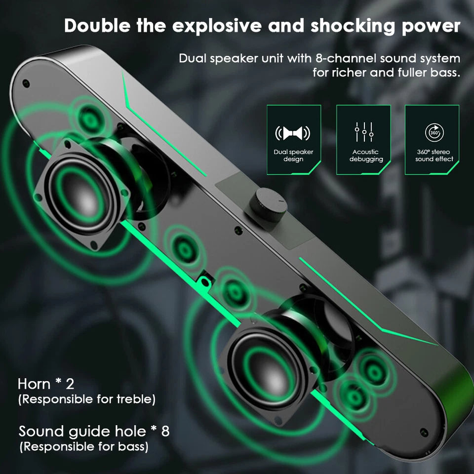 Wired Laptop Speakers Subwoofer Stereo Bass PC Computer Audio